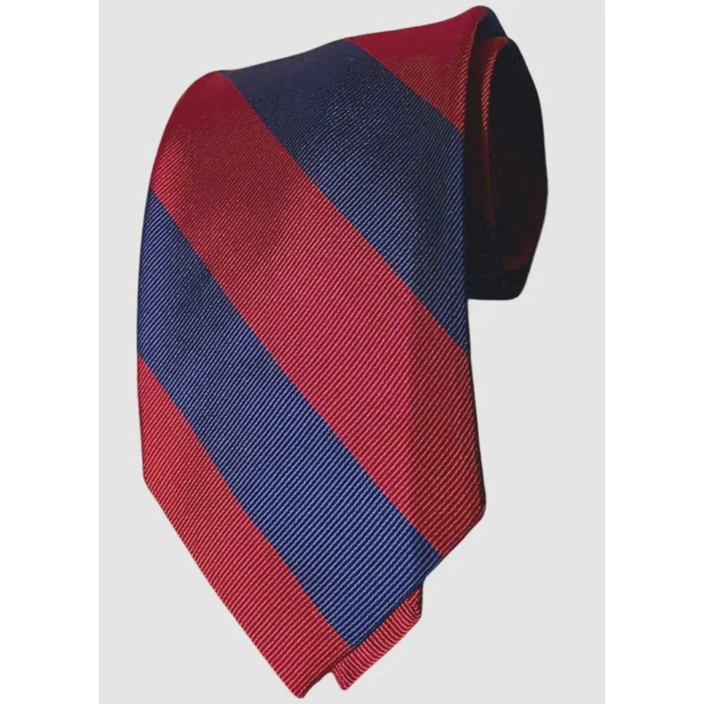 Repp Tie‎ Land's End Mens Silk Red & Blue Striped 57